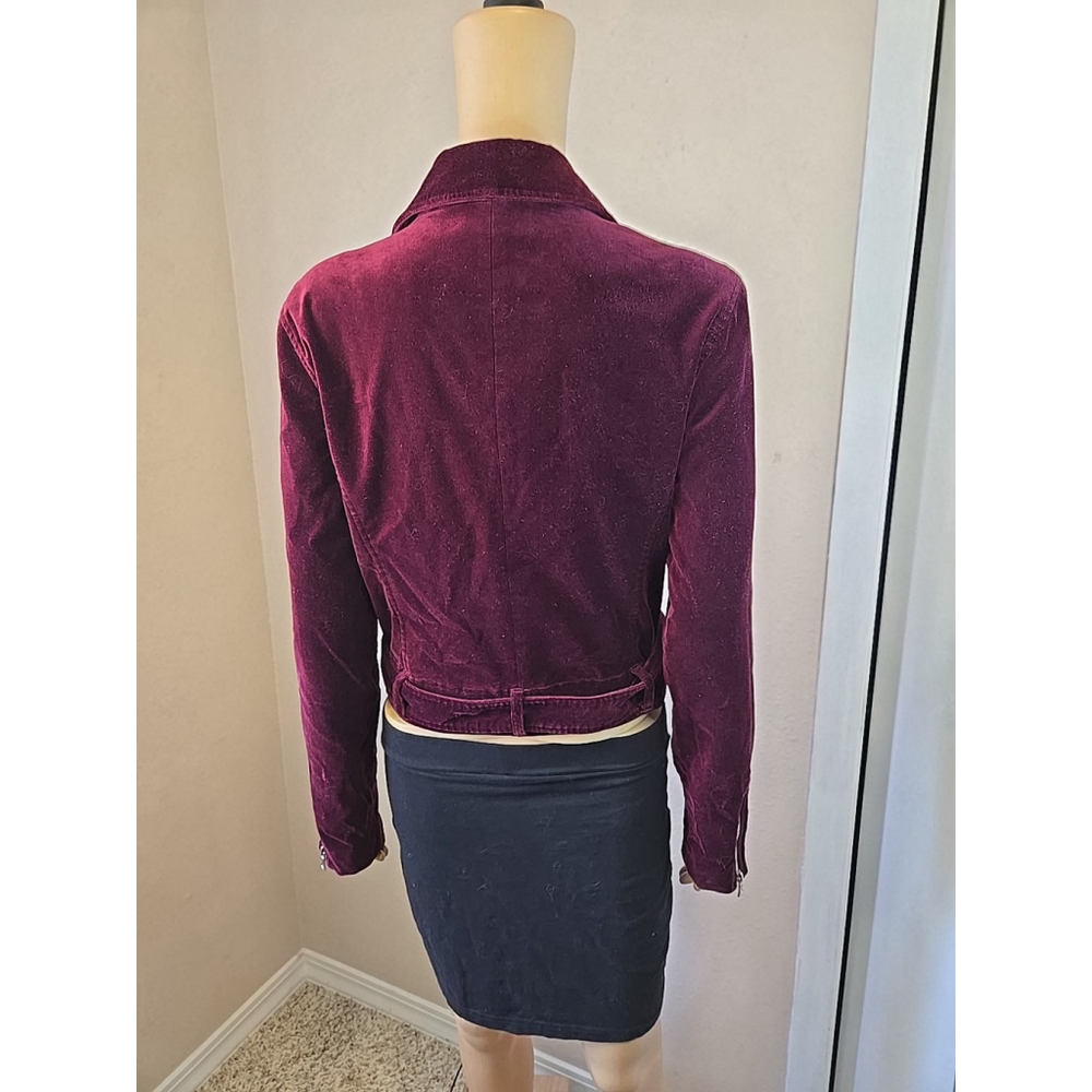 PAIGE Women's Cranberry Shanna Jacket Velvet Motto Bloomingdale's Small - Picture 9 of 10